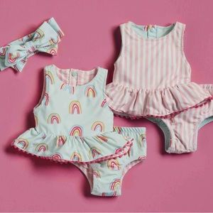 Reversible Rainbow Bathing Suit with Headband